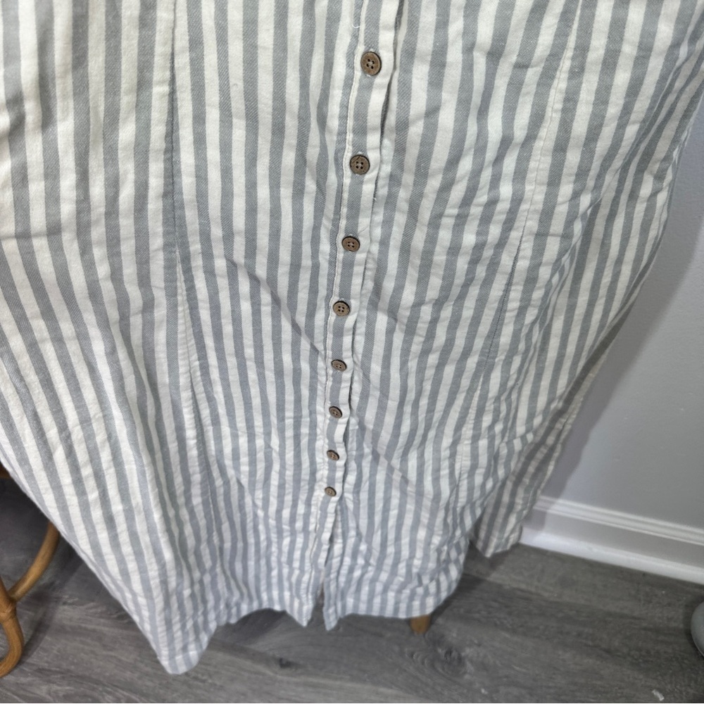 Faherty Grey and Cream Striped Midi Dress sz M - Picture 4 of 9